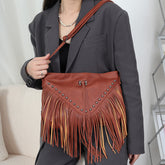 Sac à bandoulière en cuir souple à rivets, sac à bandoulière décontracté à la mode